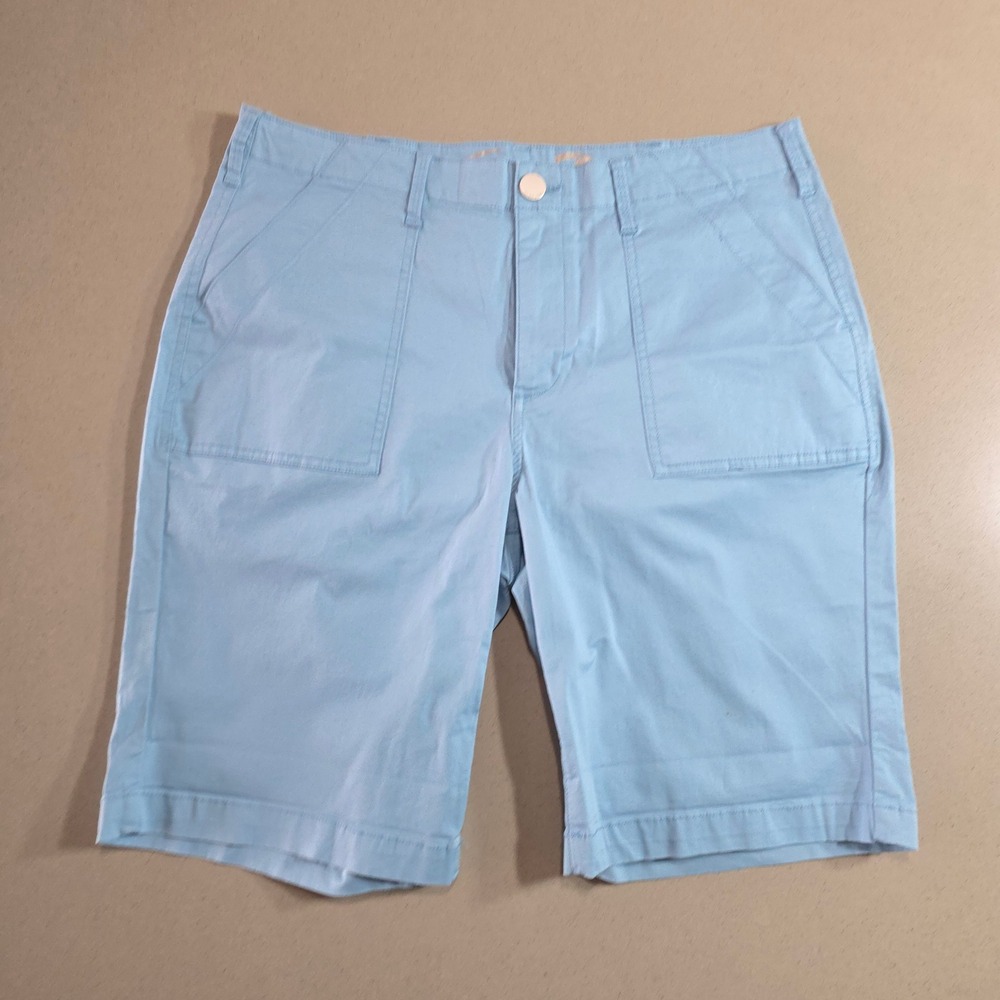 Seven7 Womens Bermuda Shorts Light Blue Stretch Cotton Size 12 Utility Pockets